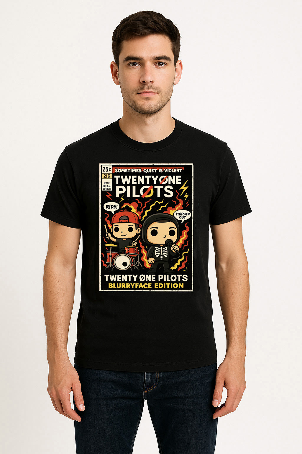 Twenty One Pilots “Blurryface Edition” Unisex T-Shirt – Vintage Comic Style Band Tee