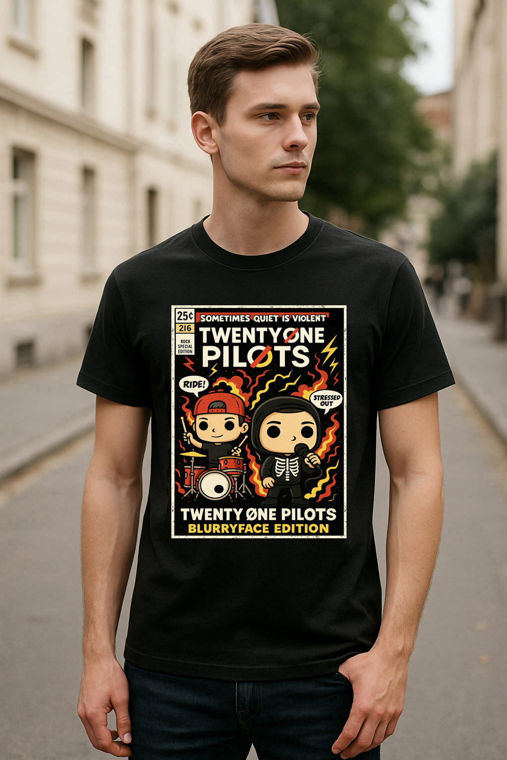 Twenty One Pilots “Blurryface Edition” Unisex T-Shirt – Vintage Comic Style Band Tee