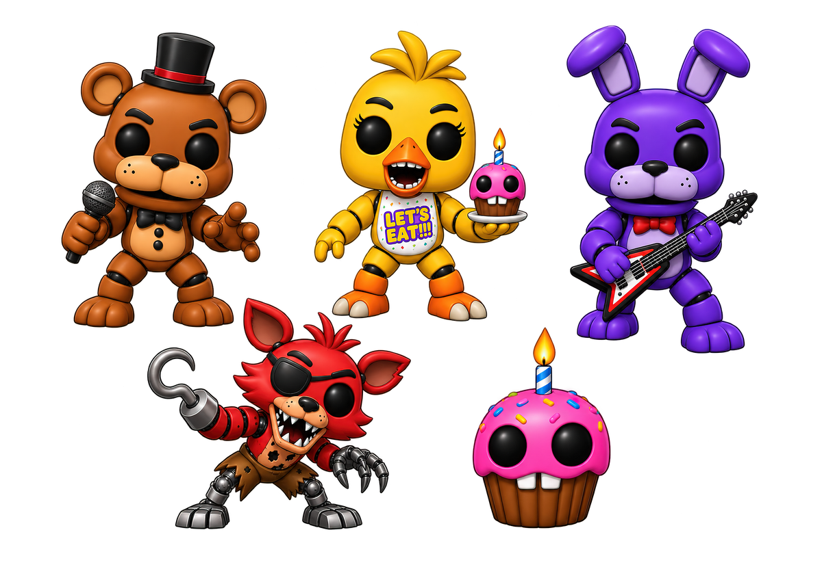Five Nights At Freddy's UV Film 5 Sticker Sheet - Freddy Chica Bonnie Foxy