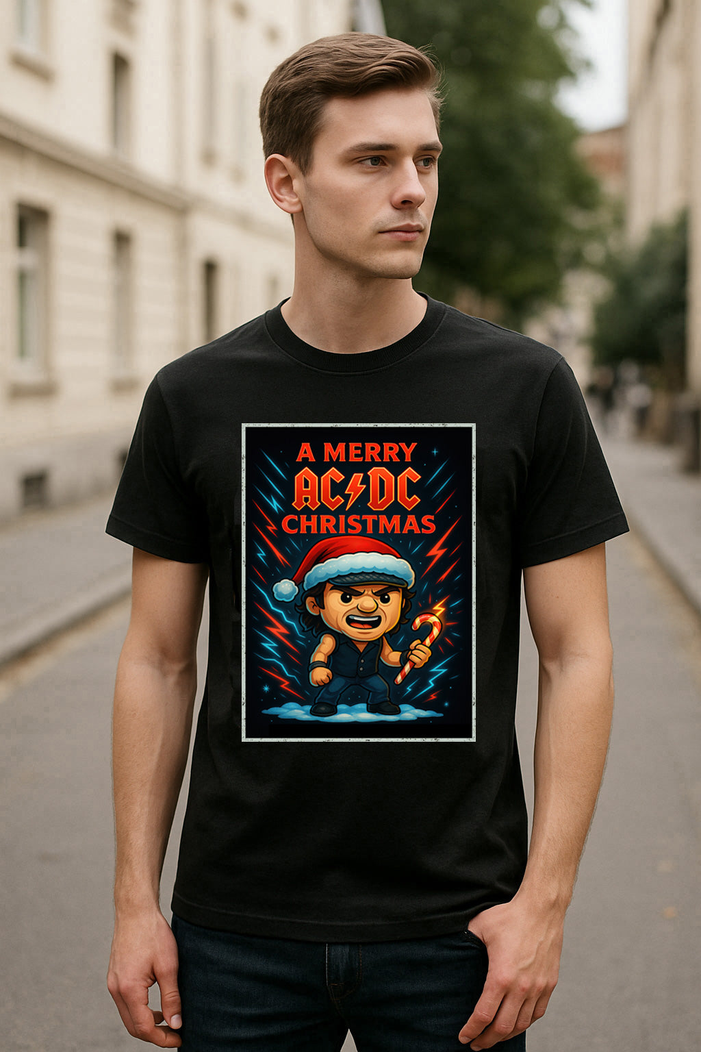 AC/DC Merry Christmas Rock Holiday Unisex Christmas T-Shirt or Hoodie
