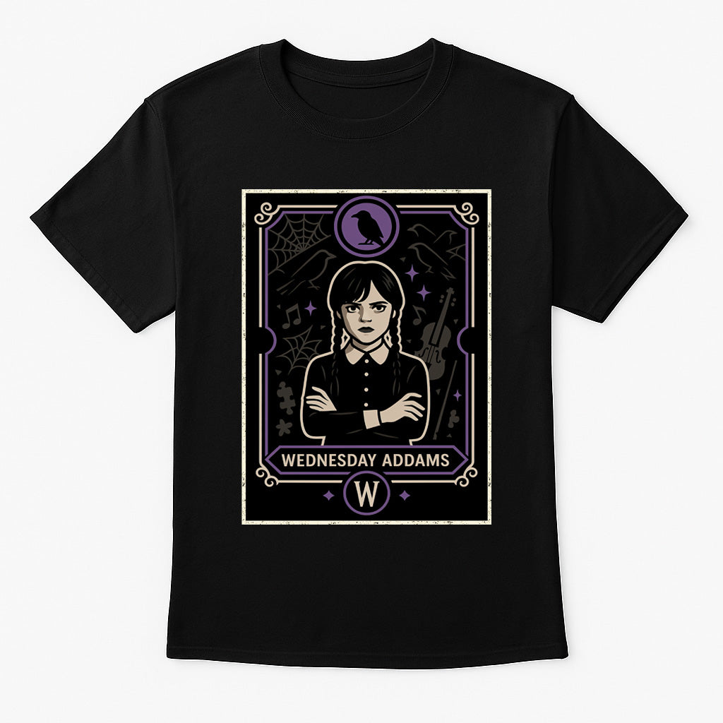 Wednesday Addams Unisex T-Shirt – Classic Gothic Addams Family Spooky Character Tee