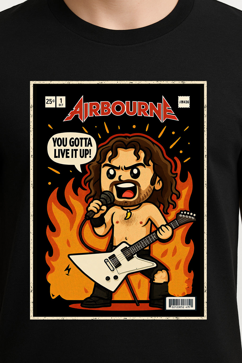 Airbourne “You Gotta Live It Up” Unisex T-Shirt – Hard Rock Band High-Energy Comic Style Tee