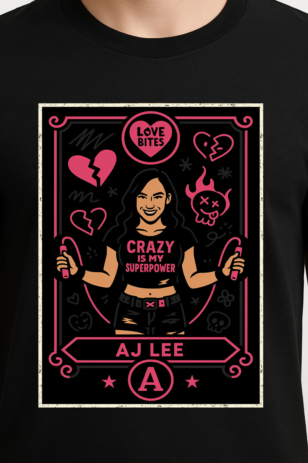 AJ Lee “Crazy Is My Superpower” Unisex T-Shirt Wrestling Icon Love Bites Retro Tee