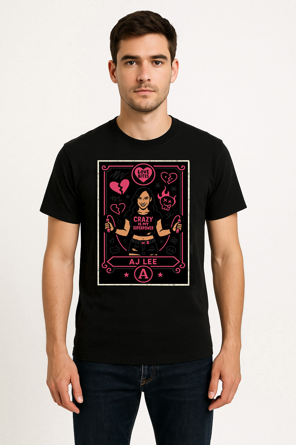 AJ Lee “Crazy Is My Superpower” Unisex T-Shirt Wrestling Icon Love Bites Retro Tee