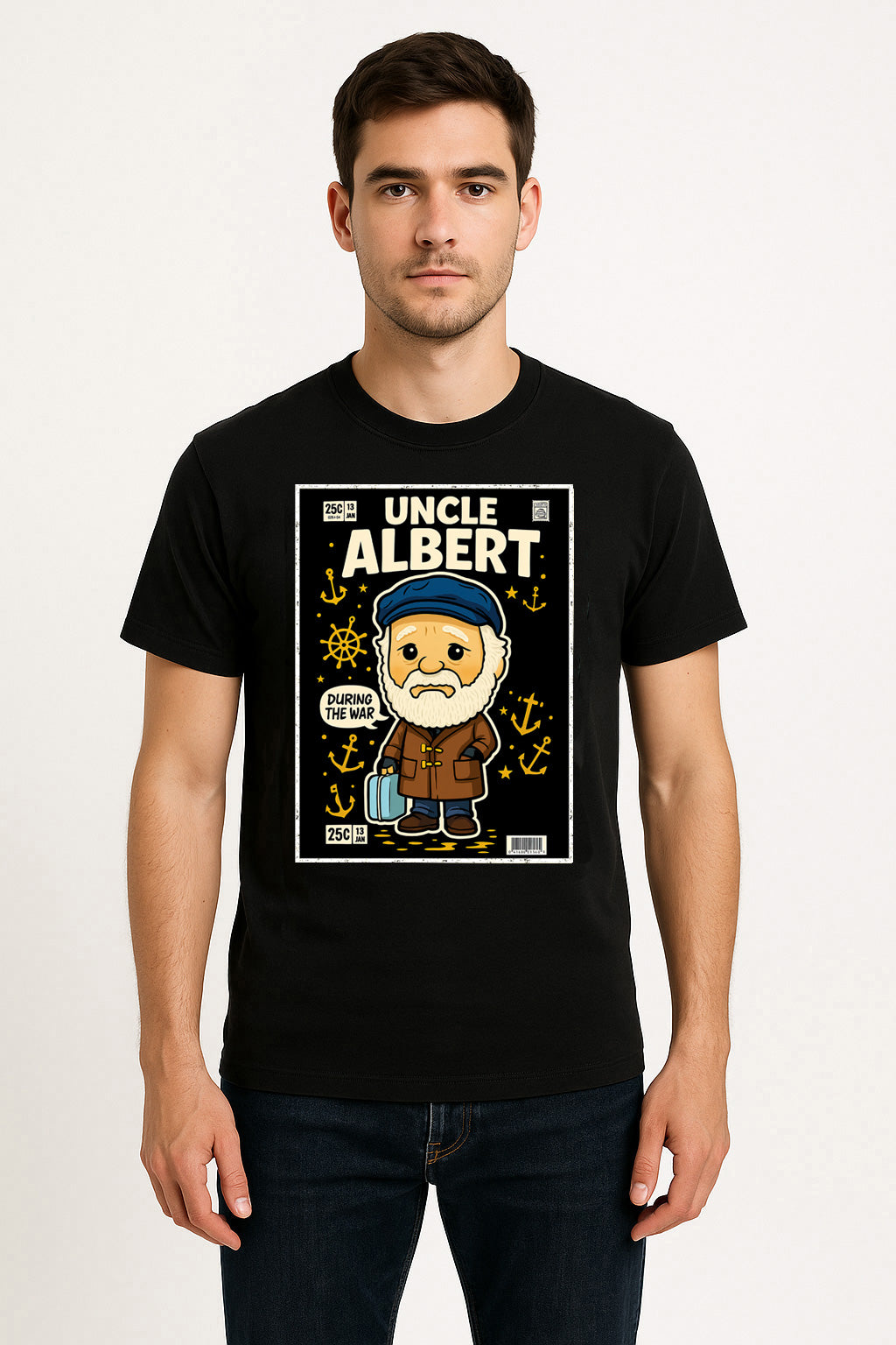 Uncle Albert “During the War” Retro Comic Tee – Classic British Sitcom Inspired T-Shirt