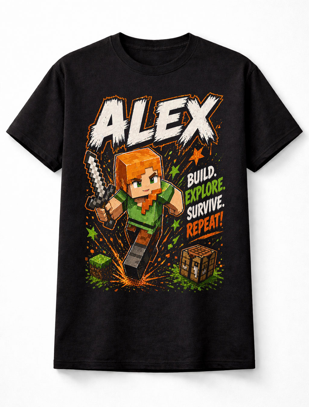 Minecraft Alex Build Explore Survive Gamer Graphic Unisex T-Shirt