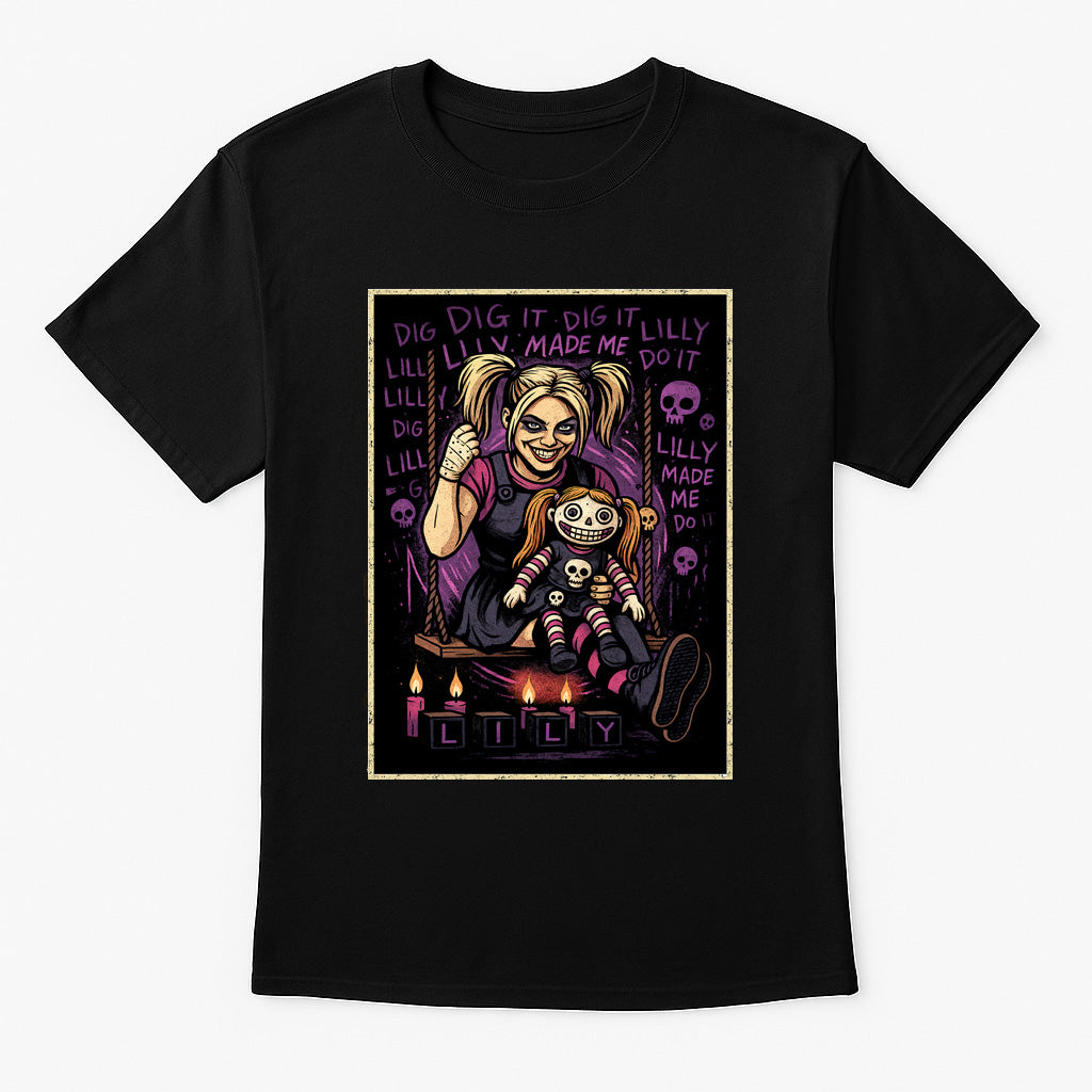 Alexa Bliss “Lilly Made Me Do It” Horror Comic Unisex T-Shirt – Twisted Women’s Division Fan Gear