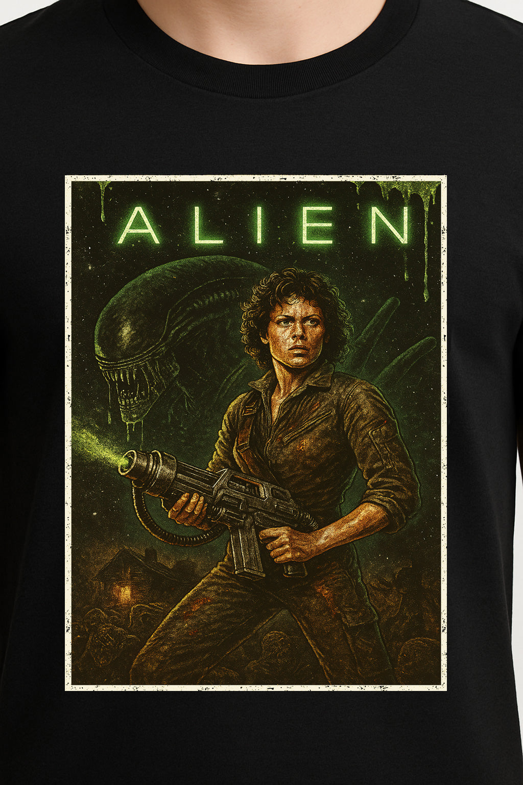Alien “Xenomorph Legacy” Graphic Tee – Vintage Sci-Fi Horror Movie T-Shirt for Classic Film Fans