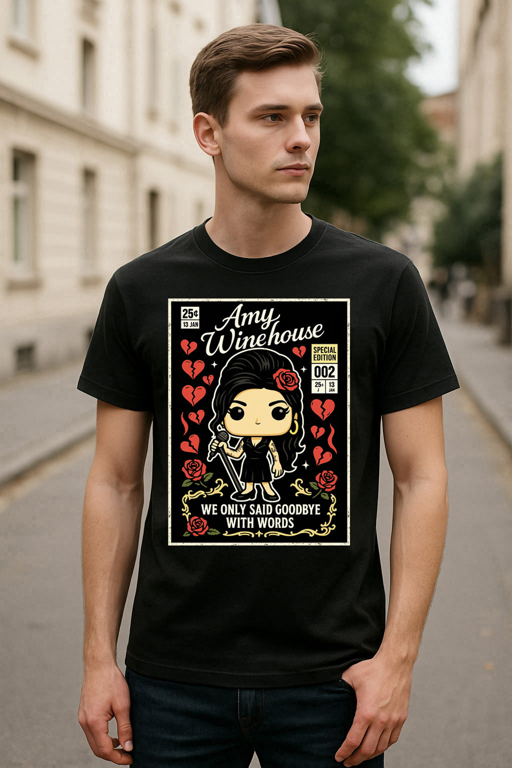 Amy Winehouse Goodbye With Words Soul Funko Pop Style Unisex T-Shirt