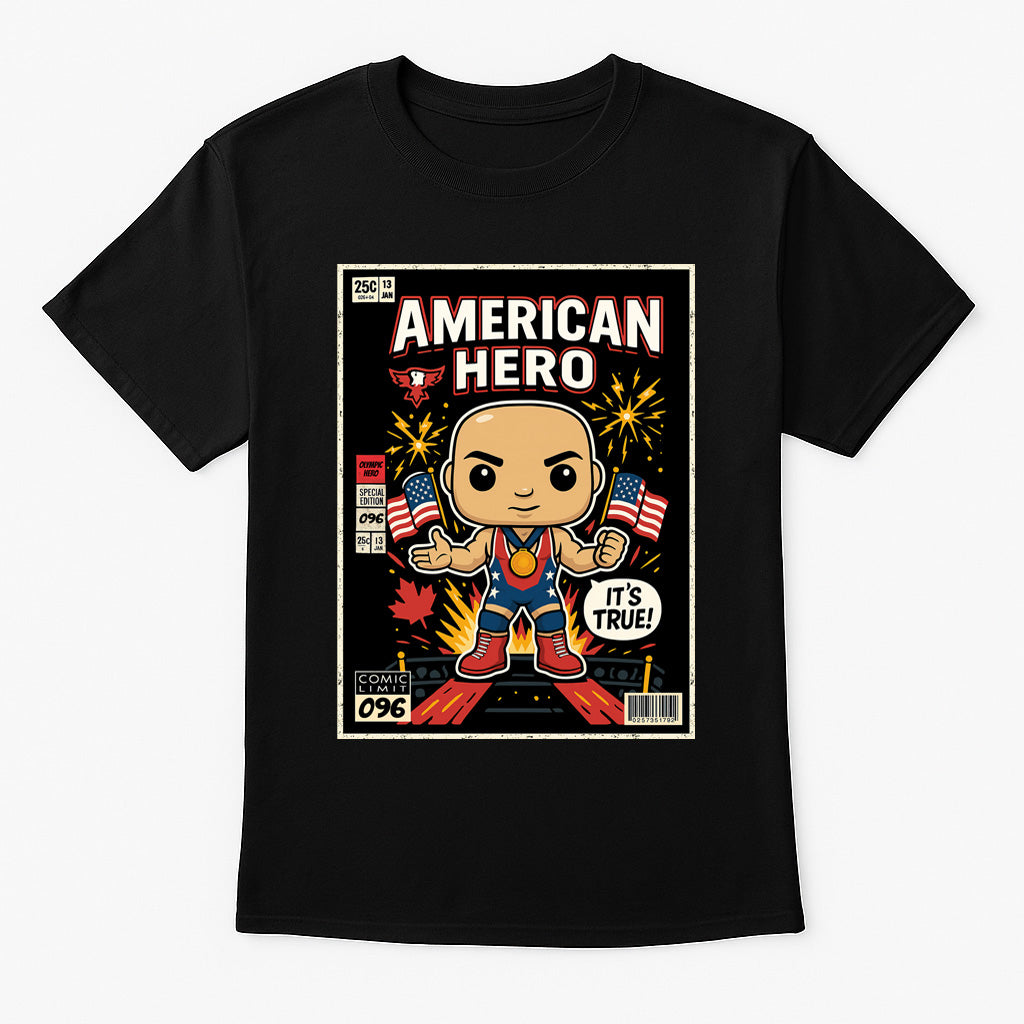 Kurt Angle “American Hero” Funko Pop Style Unisex T-Shirt WWE Retro Comic Style Tee