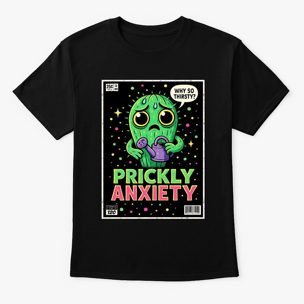 Prickly Anxiety Unisex T-Shirt – “Why So Thirsty?” Funny Cactus Mental Health Graphic Tee