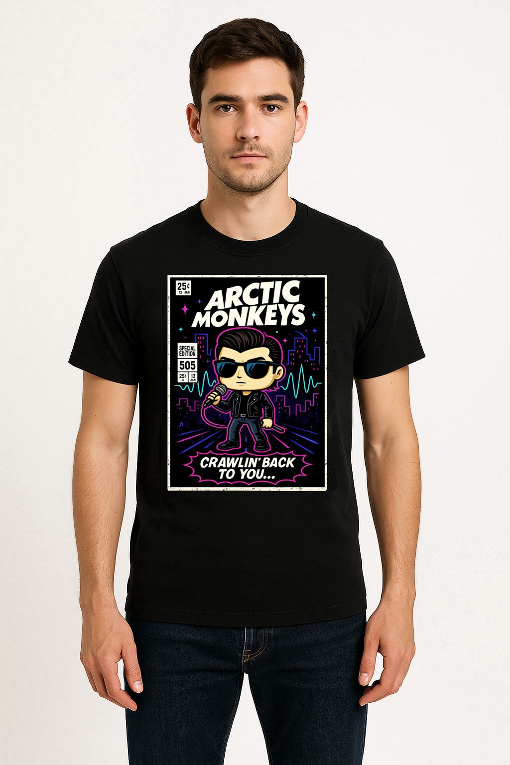 Arctic Monkeys Crawling Back to You Indie Rock Funko Pop Style Unisex T-Shirt