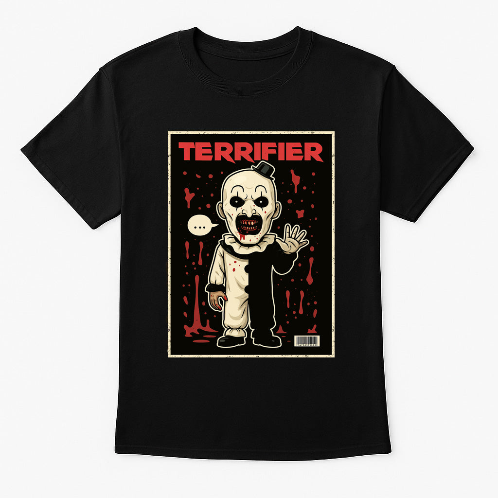 Art the Clown “Terrifier” Comic Style T-Shirt – Cult Horror Graphic Tee for Slasher Movie Fans