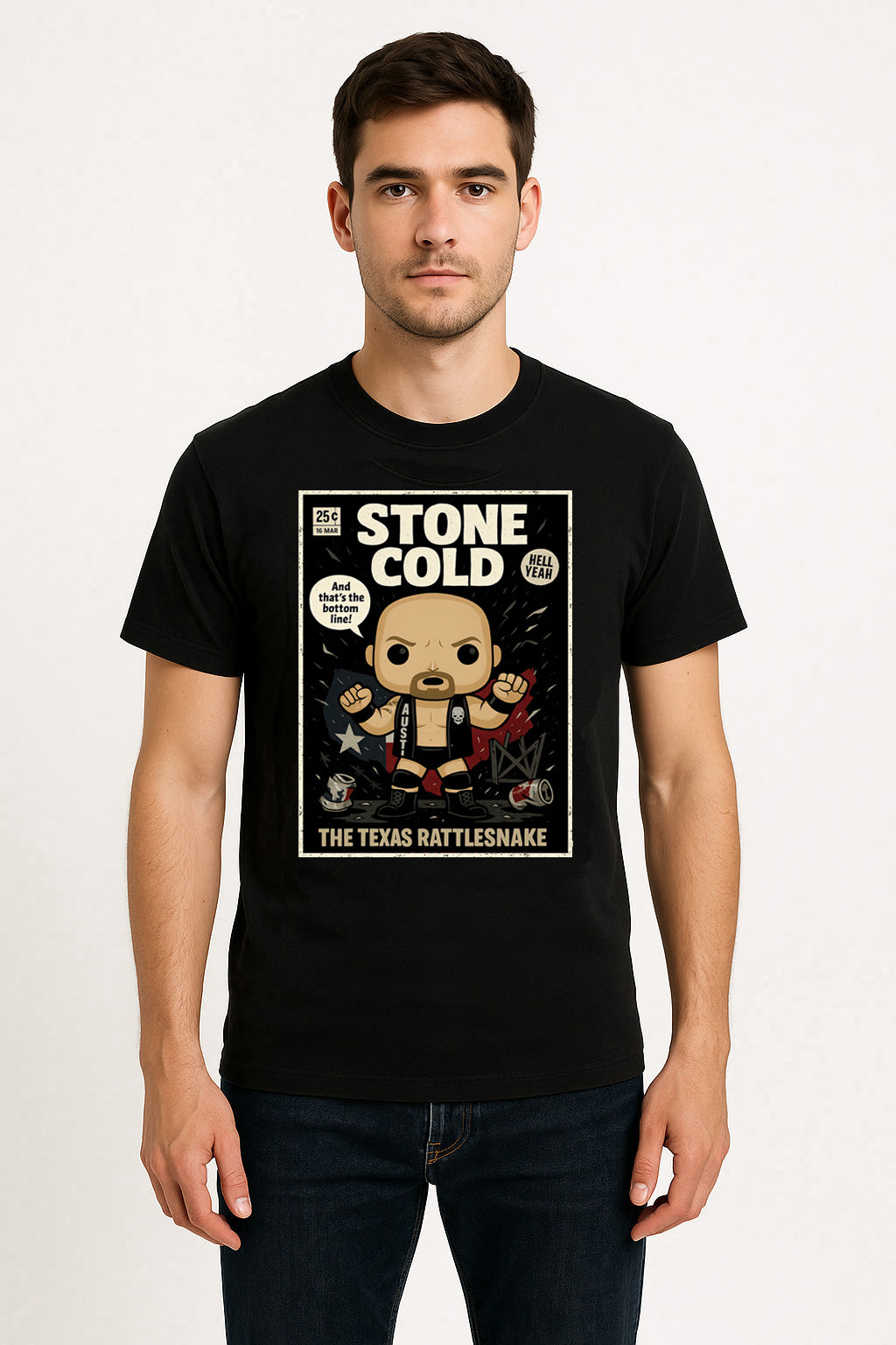 Stone Cold “Texas Rattlesnake” Funko Pop Style Unisex T-Shirt WWE Retro Comic Style