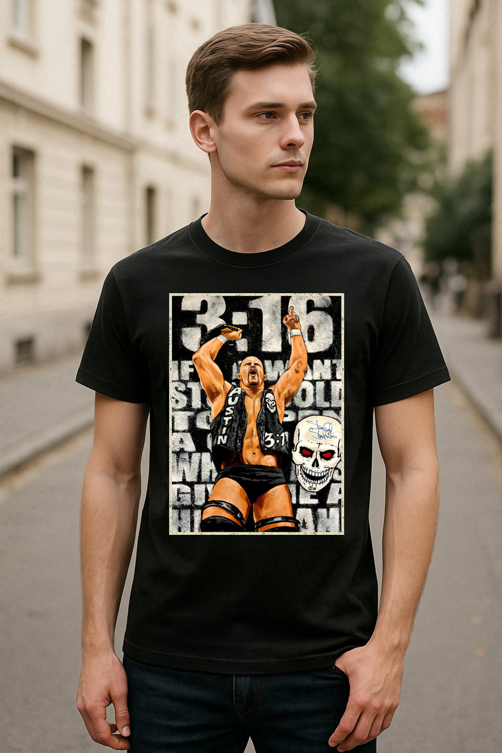 Stone Cold Steve Austin Austin 3:16 Retro Wrestling Unisex T-Shirt Skull Graphic Tee