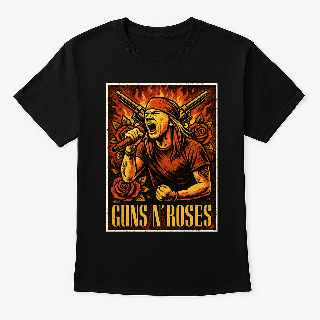 Guns N’ Roses Axl Rose – Classic Logo Unisex T-Shirt Hard Rock Band Merch Tee