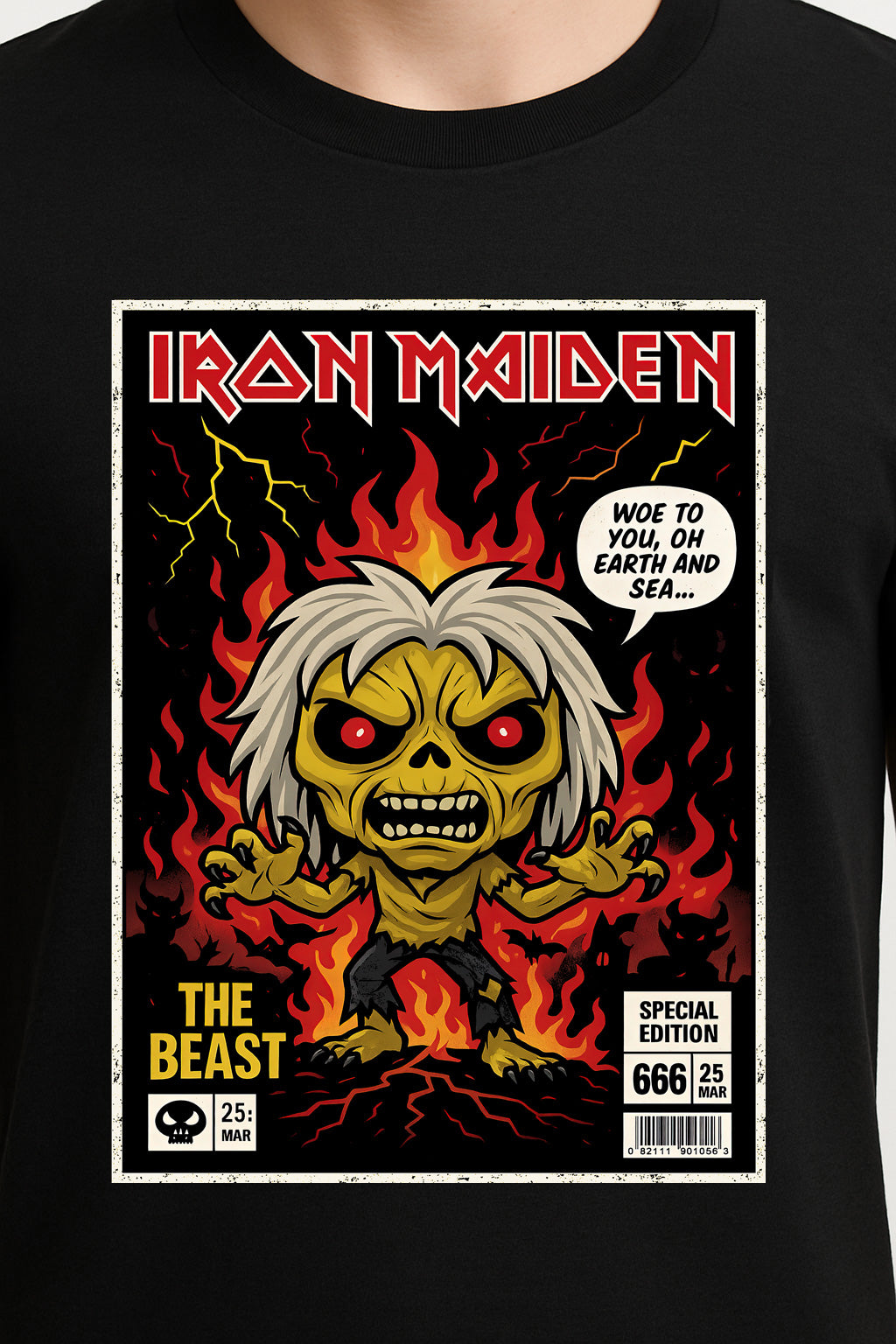 Iron Maiden “The Beast” Unisex T-Shirt – 666 Special Edition Pop Art Comic Style Graphic Tee