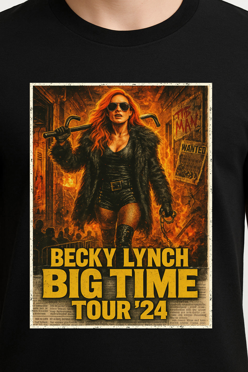 Becky Lynch Big Time The Man Tour '24 Unisex T-Shirt – Retro Wrestling Graphic Tee