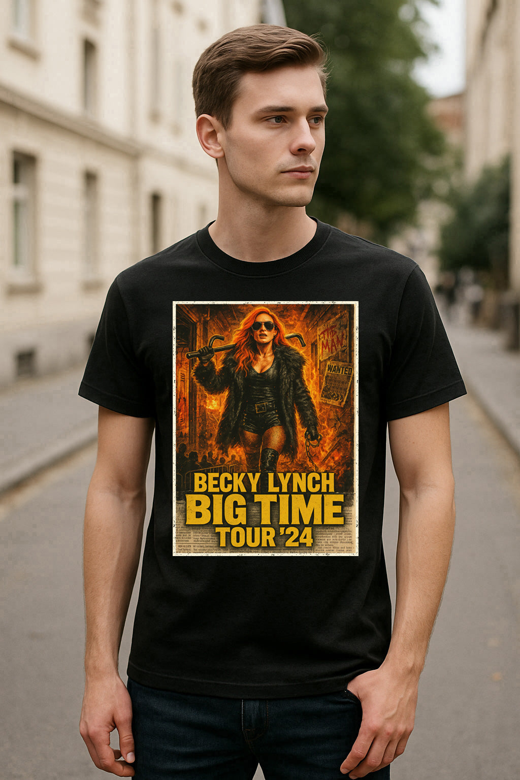Becky Lynch Big Time The Man Tour '24 Unisex T-Shirt – Retro Wrestling Graphic Tee