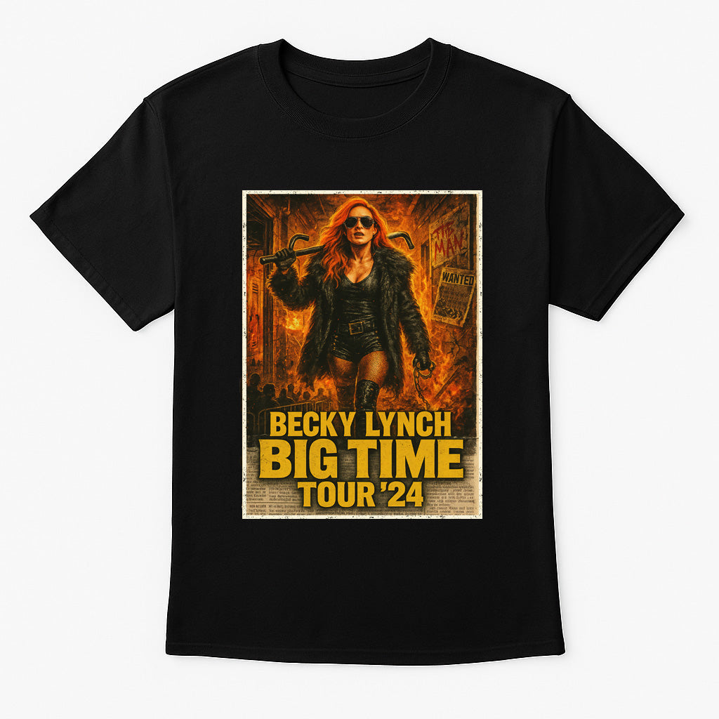 Becky Lynch Big Time The Man Tour '24 Unisex T-Shirt – Retro Wrestling Graphic Tee