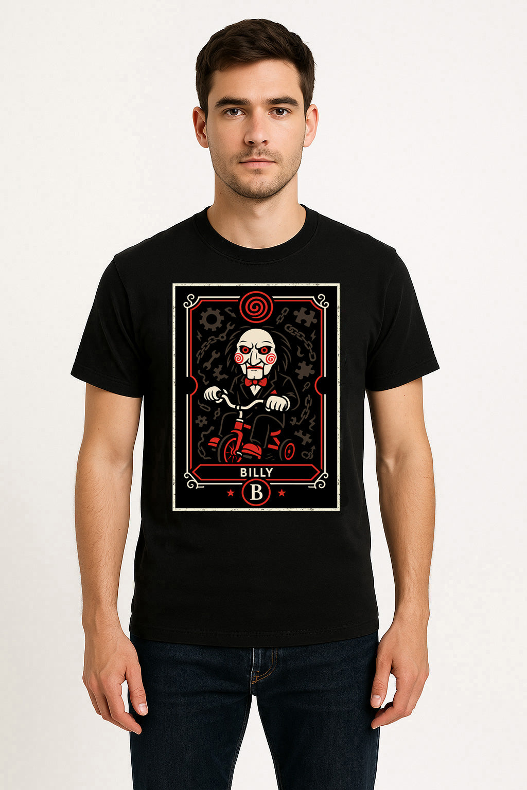 Billy Retro Horror Puppet Unisex T-Shirt Saw-Inspired Graphic Tee
