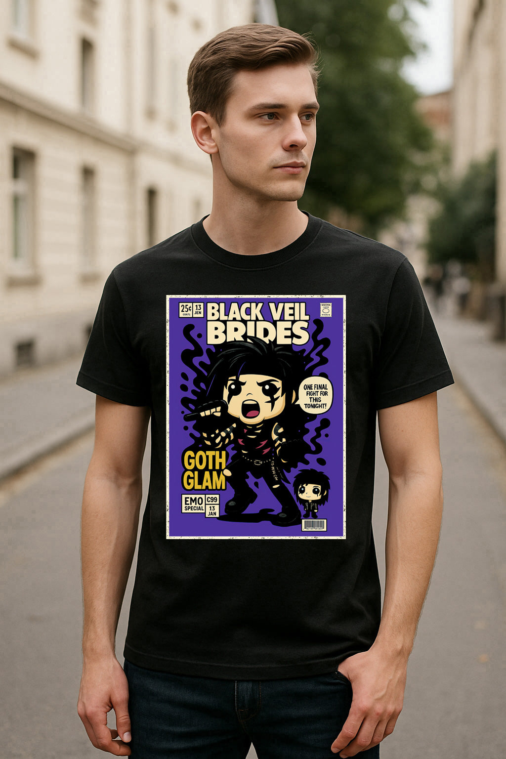 Black Veil Brides Goth Glam Emo Rock Funko Pop Style Unisex T-Shirt