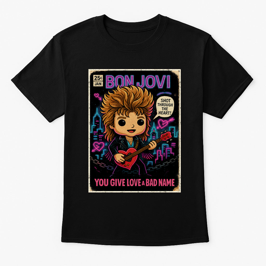 Bon Jovi You Give Love a Bad Name 80s Rock Funko Pop Style Unisex T-Shirt