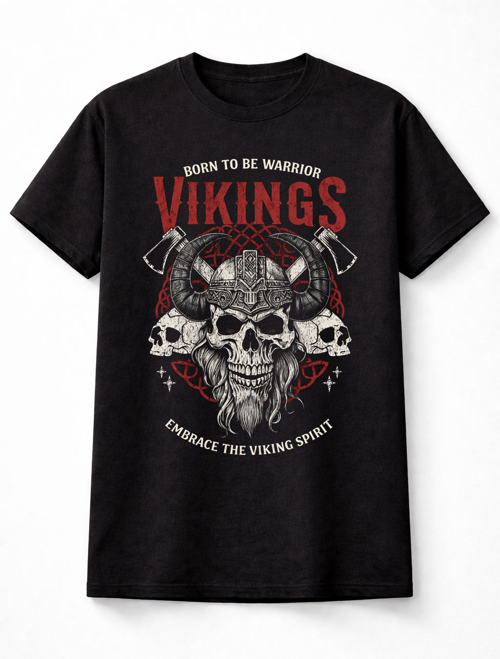 Vikings Skull Warrior T Shirt Norse Helmet Axe Graphic Tee Unisex T-Shirt