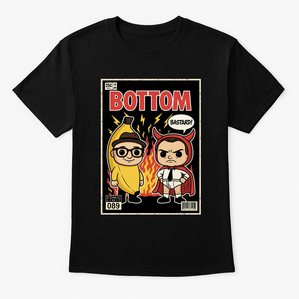 Bottom Retro Comic Style T-Shirt – Cult British Comedy Graphic Tee