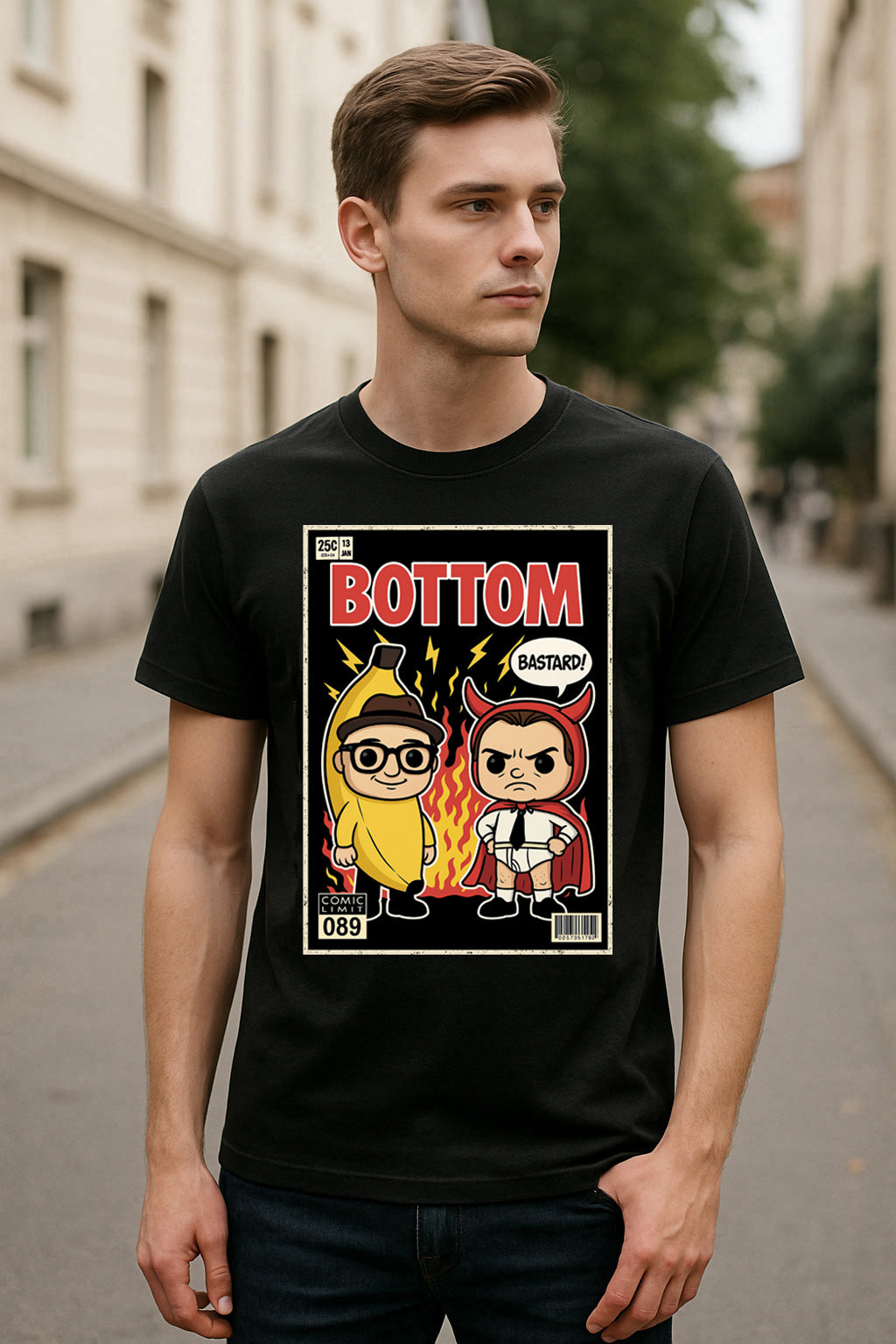 Bottom Retro Comic Style T-Shirt – Cult British Comedy Graphic Tee