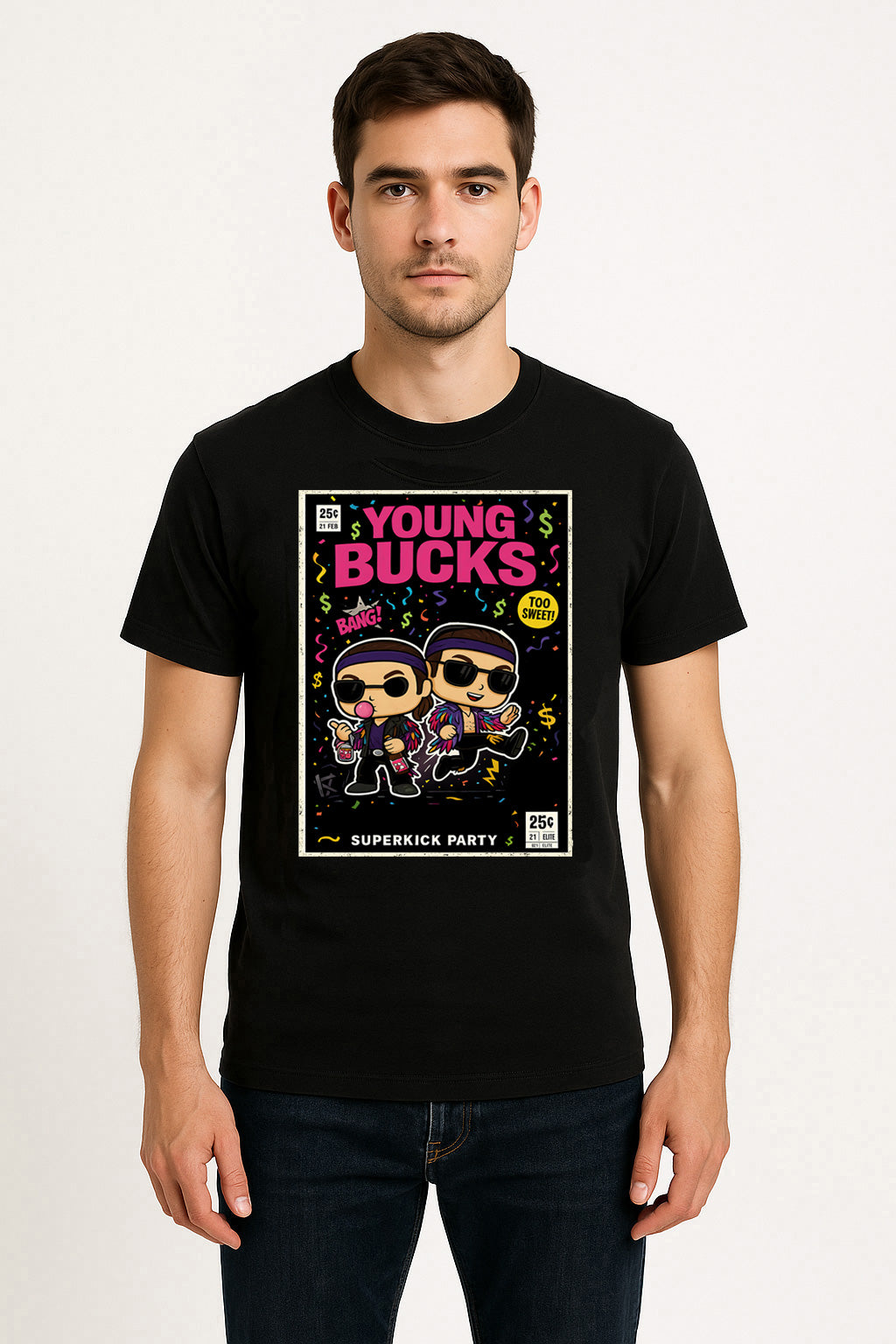Young Bucks Superkick Party Retro Unisex T-Shirt Elite Tag Team Tee