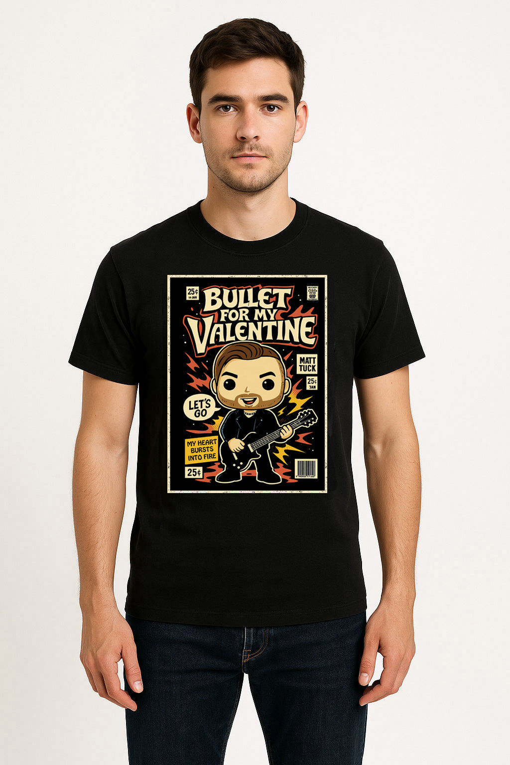 Bullet for My Valentine Hearts Burst into Fire Metalcore Funko Pop Style Unisex T-Shirt