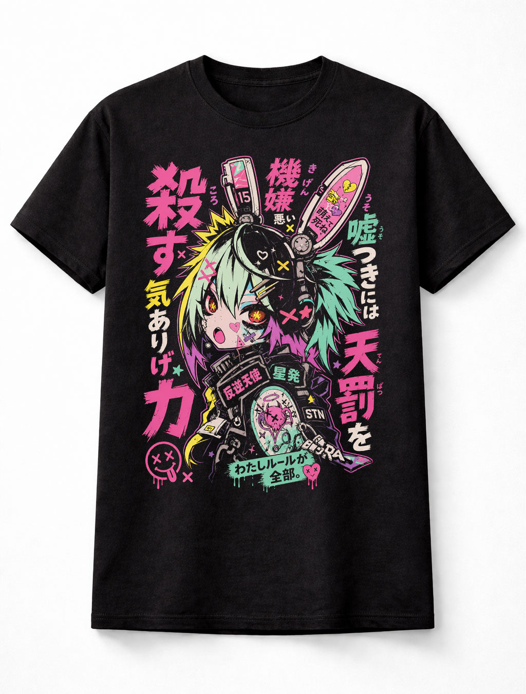 Anime Cyberpunk Bunny Girl Manga Japanese Graphic Unisex T-Shirt