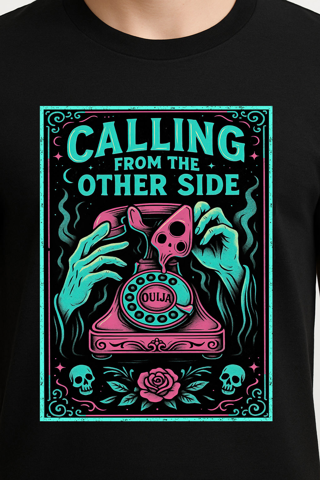 Calling From the Other Side Unisex T-Shirt – Retro Occult Spirit Board Spooky Ghost Graphic Tee