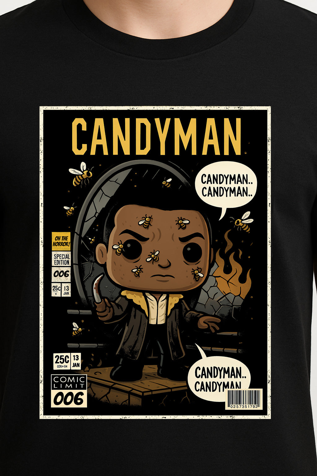 Candyman “Say His Name” Graphic Tee – Retro Horror Comic Style T-Shirt for Classic Slasher Fans