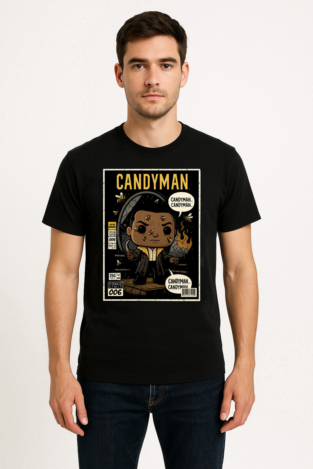Candyman “Say His Name” Graphic Tee – Retro Horror Comic Style T-Shirt for Classic Slasher Fans
