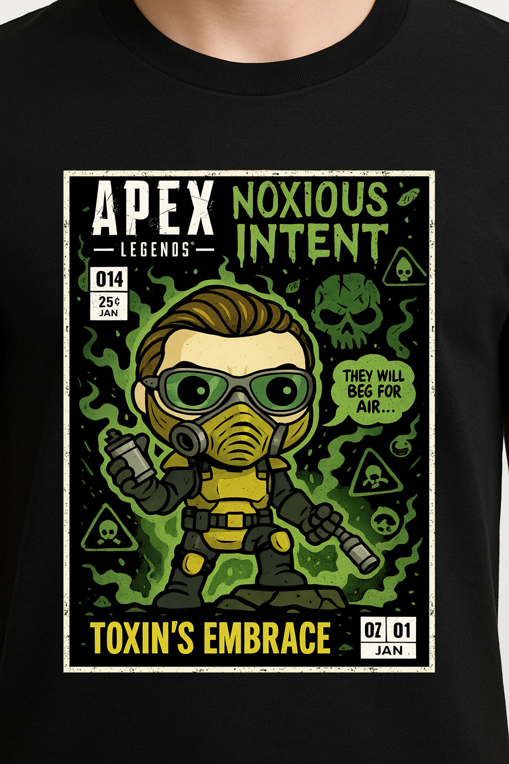 Apex Legends Caustic “Toxin’s Embrace” Unisex T-Shirt – Noxious Intent Retro Comic Graphic Tee