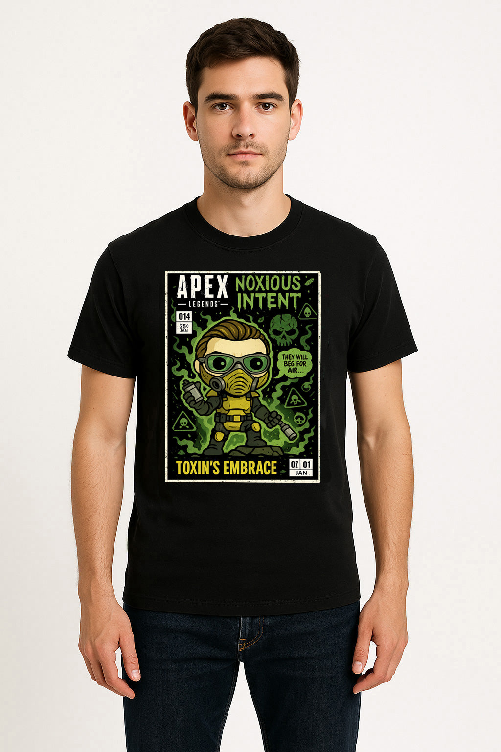 Apex Legends Caustic “Toxin’s Embrace” Unisex T-Shirt – Noxious Intent Retro Comic Graphic Tee