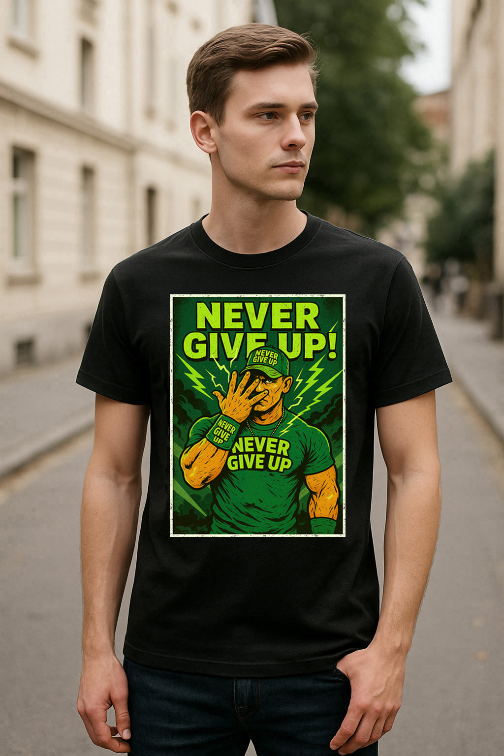John Cena Never Give Up Motivational Wrestling Unisex T-Shirt