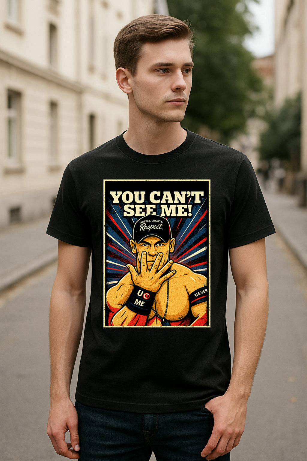 John Cena “You Can’t See Me” Unisex T-Shirt – Hustle, Loyalty, Respect Wrestling Tee