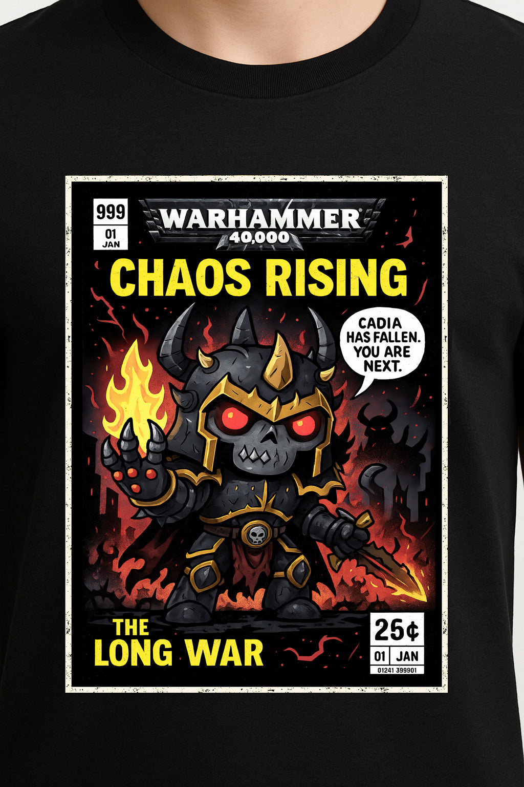 Warhammer 40K Chaos Rising Unisex T-Shirt – The Long War Retro Chaos Lord Graphic Tee