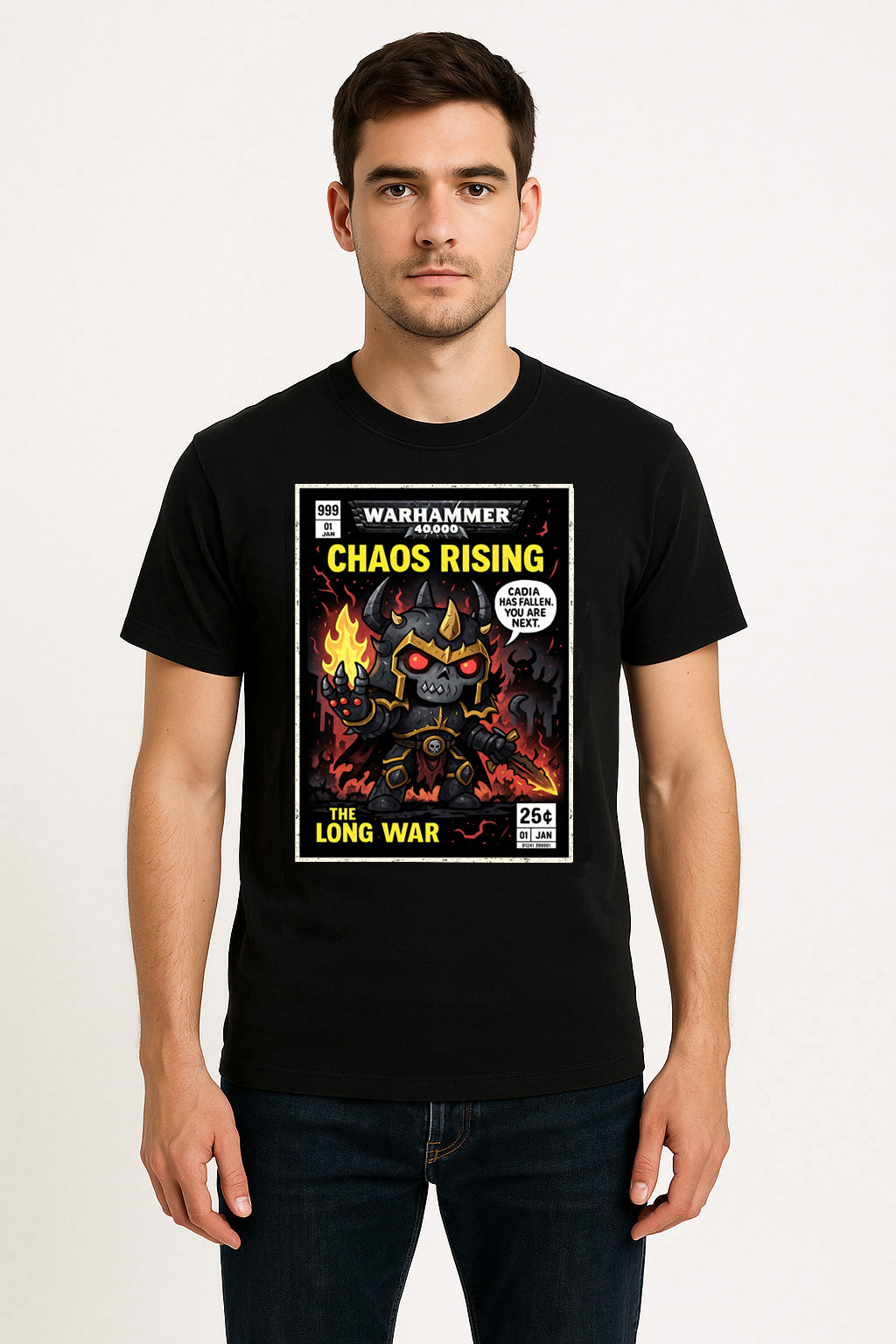 Warhammer 40K Chaos Rising Unisex T-Shirt – The Long War Retro Chaos Lord Graphic Tee