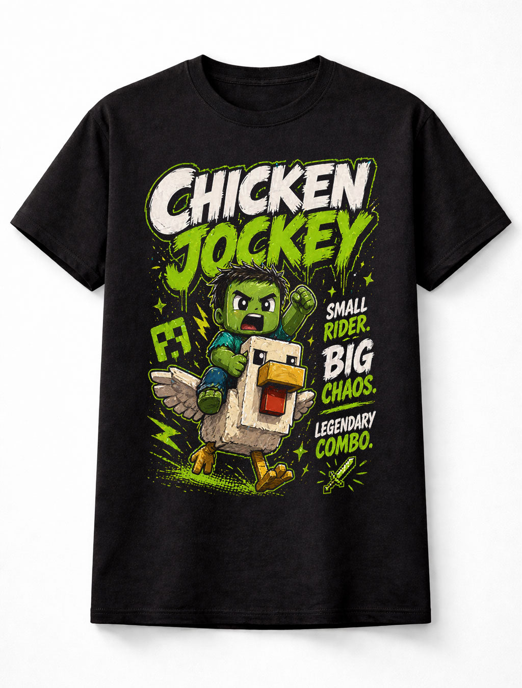 Minecraft Chicken Jockey Gamer Graphic Funny Game Unisex T-Shirt
