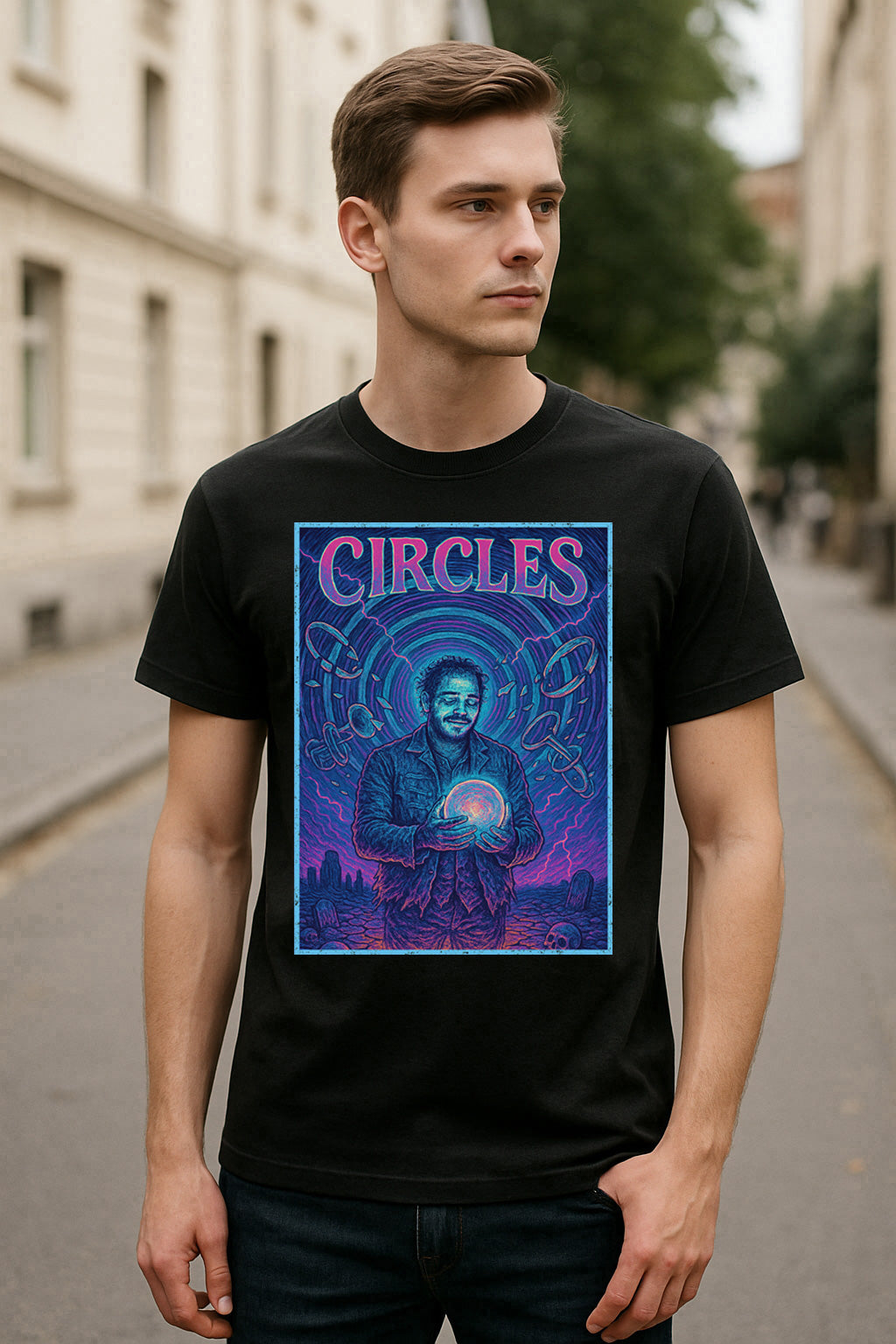 Post Malone Circles Unisex T-Shirt Retro Music Artist Merch Tee