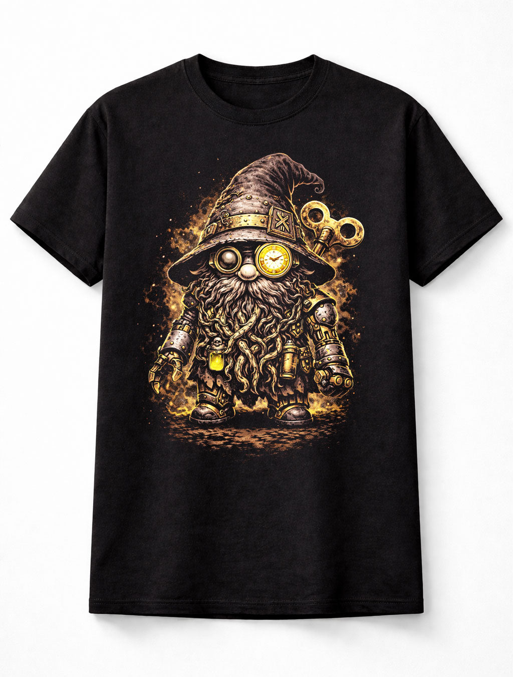 Steampunk Wizard Gnome Fantasy Clockwork Graphic Unisex T-Shirt