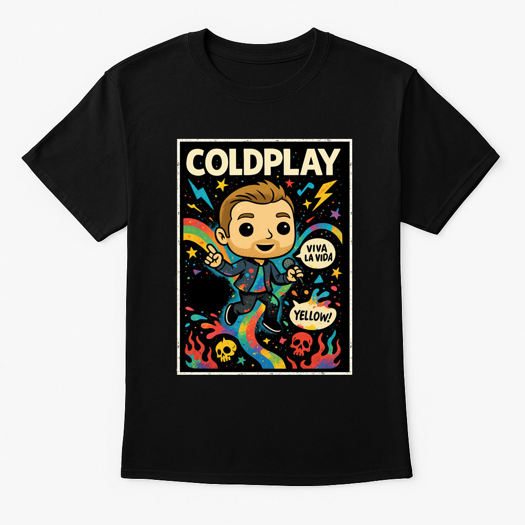 Coldplay “Viva La Vida” Unisex T-Shirt – Cartoon Pop Art Rainbow Band Graphic Tee