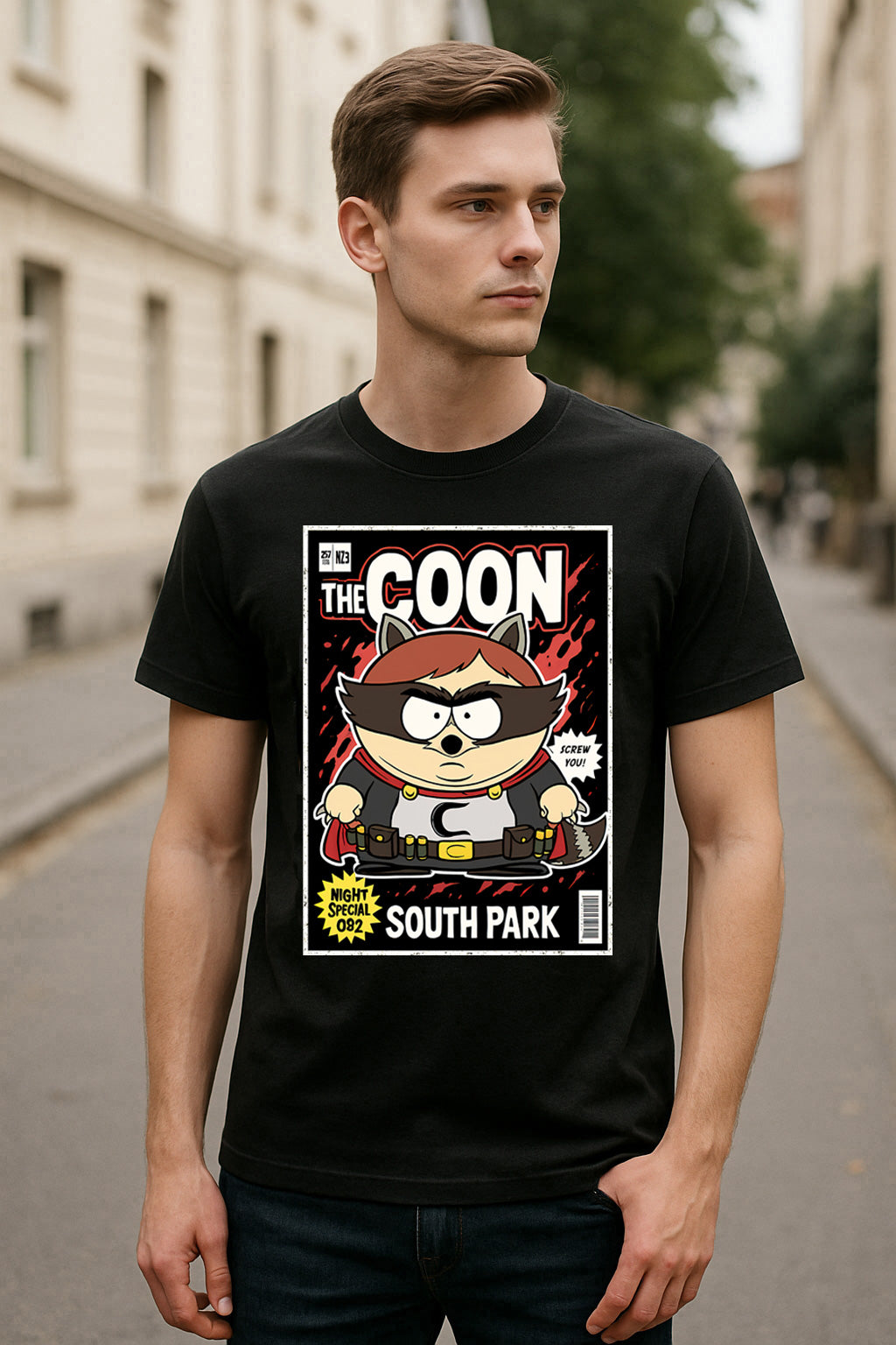 South Park “The Coon” Superhero Comic T-Shirt – Retro Cartman Graphic Tee