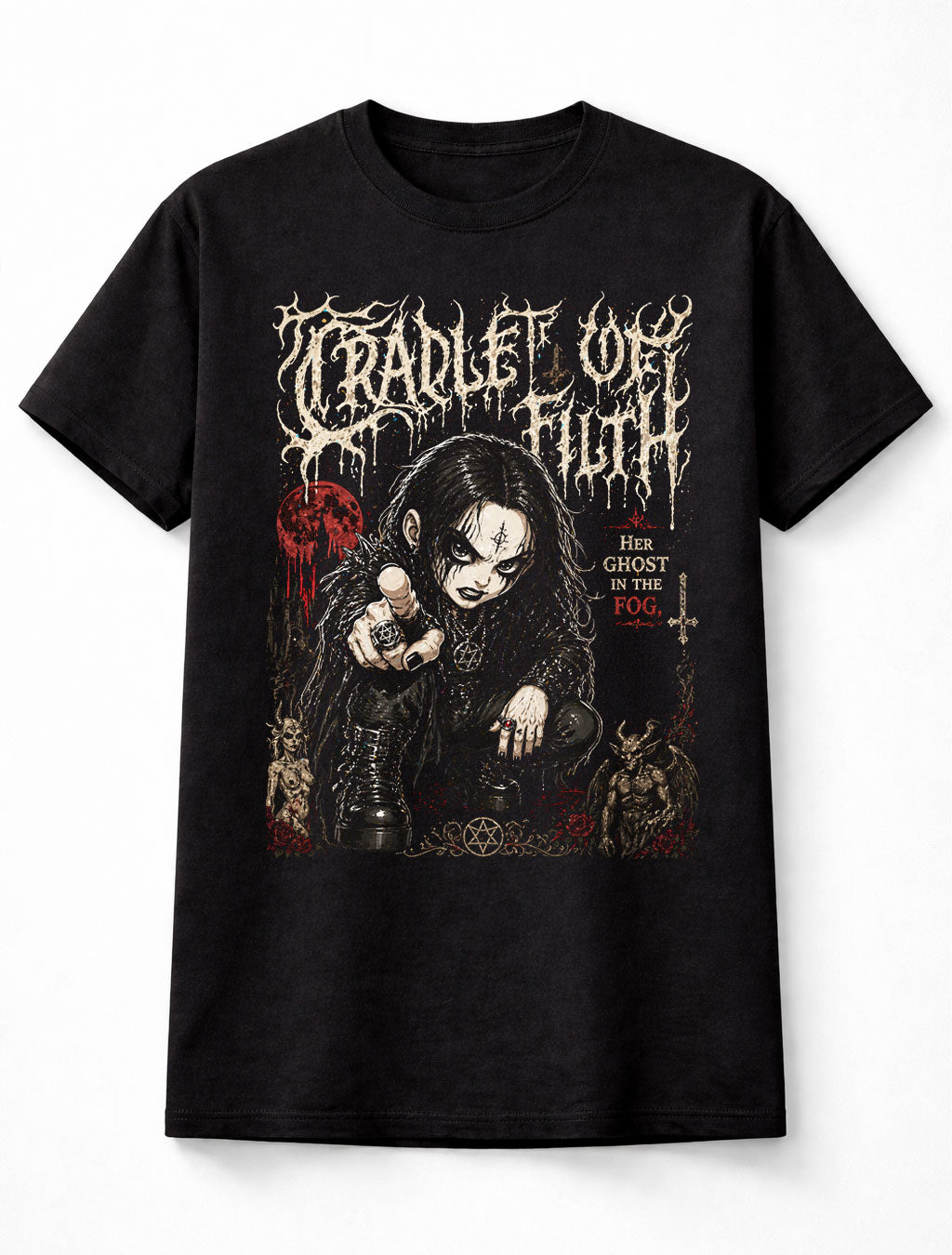 Cradle Of Filth Dani Filth Extreme Metal Gothic Horror Band Graphic T-Shirt Dark Occult Black Metal Music Fan Tee Adult & Kids Unisex T-Shirt