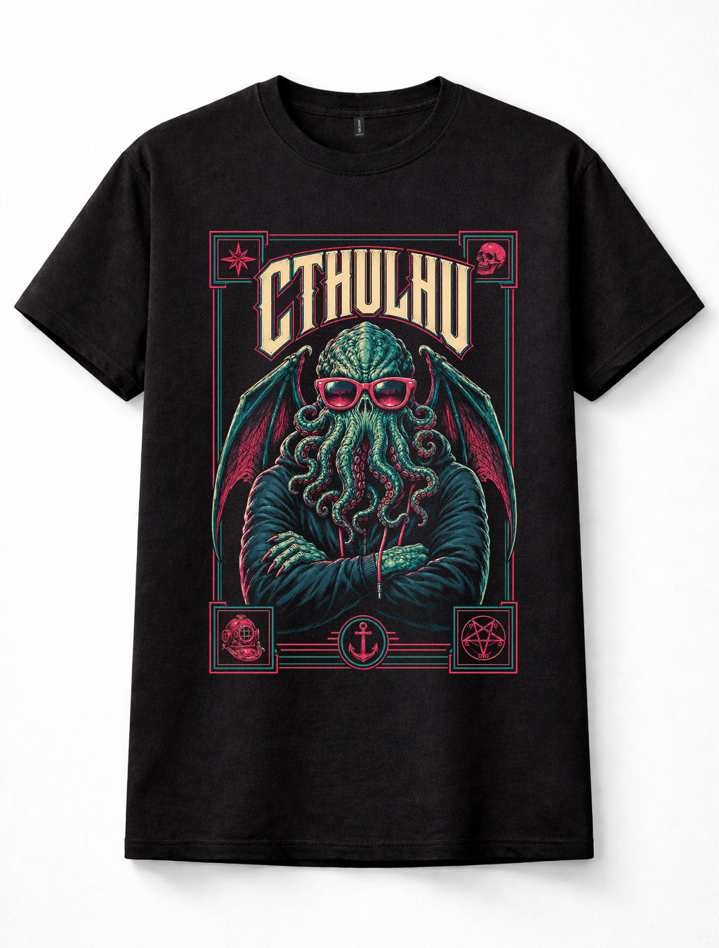 Cthulhu Sunglasses Lovecraft Cosmic Horror Tentacle Monster Unisex T-Shirt