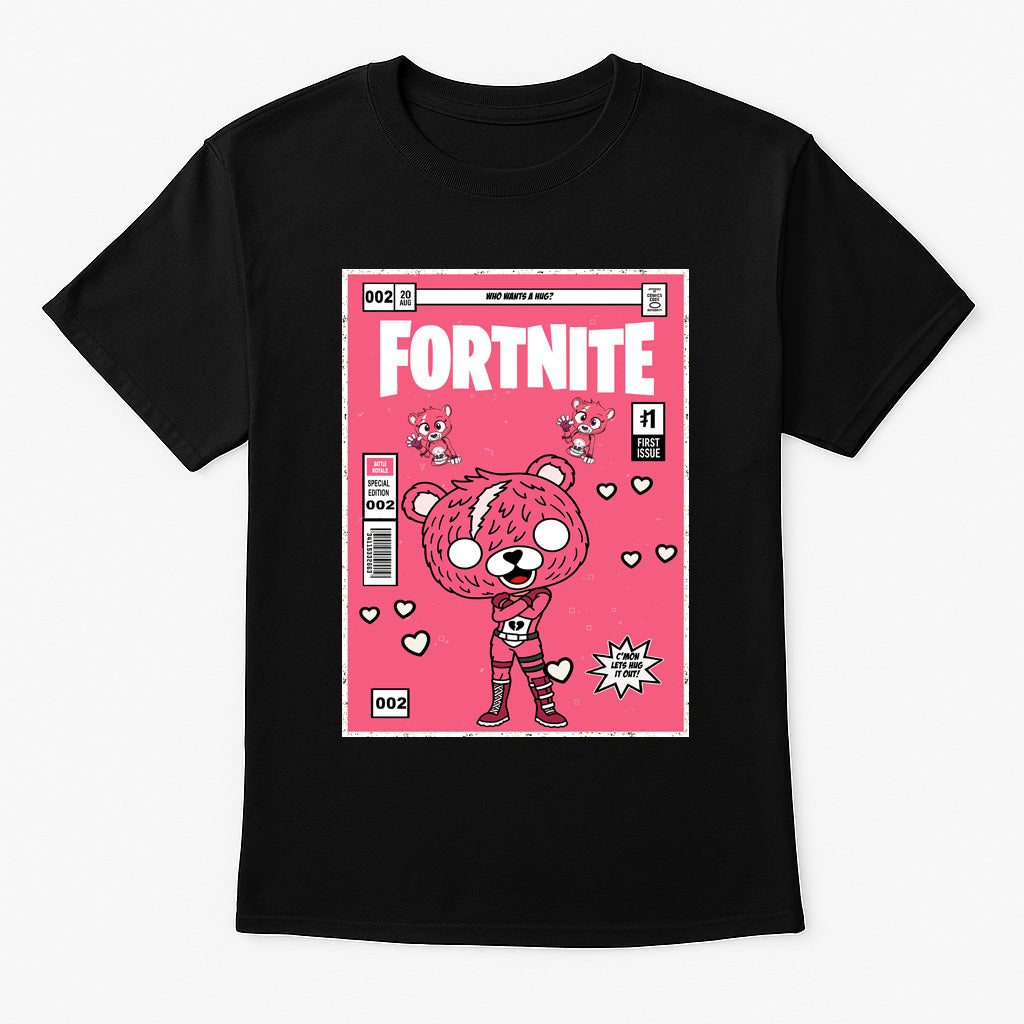 Fortnite Cuddle Team Leader Unisex T-Shirt – Pink Love Bear Battle Royale Gamer Tee